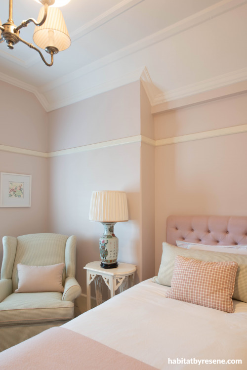 The subtle pink shade of Resene Ebb was the perfect choice for this girl’s bedroom