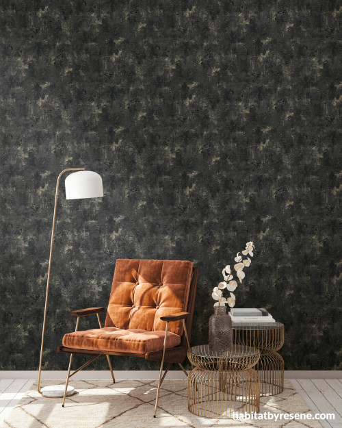 Dark wallpaper creates moody, yet relaxing atmosphere