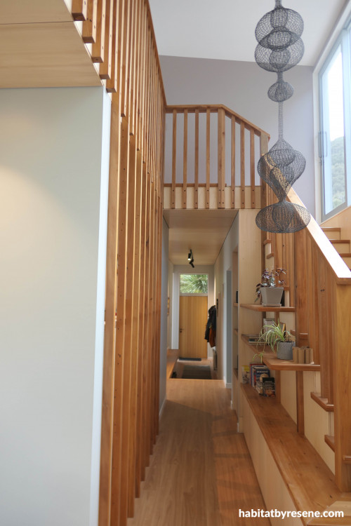 Light tones painted in hall way/ stair walls brighten space
