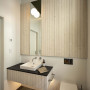 Rustic bathroom with contemporary features.