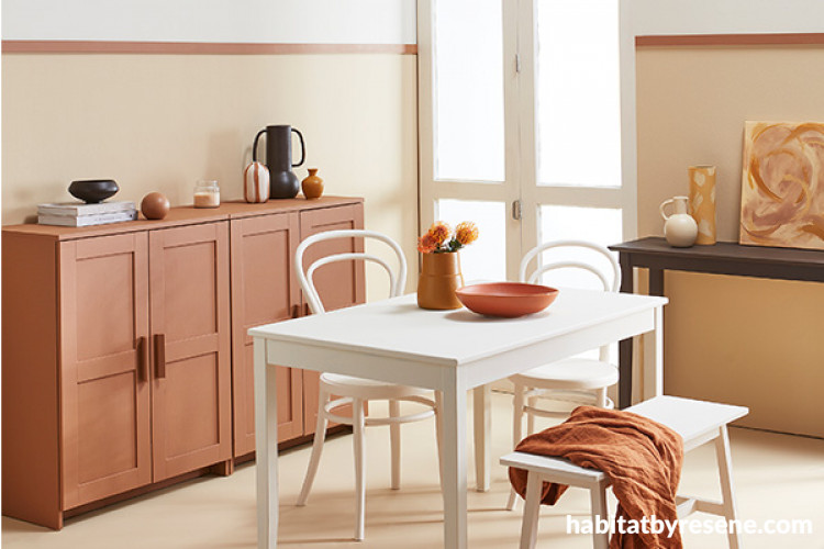 Warm dining room in flush with light