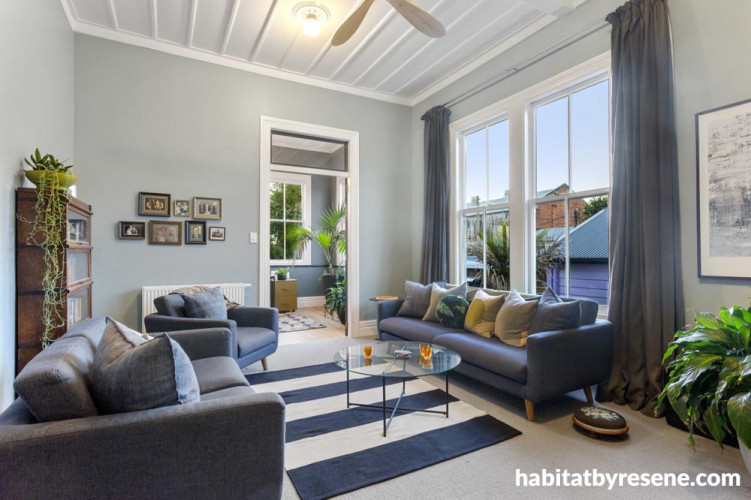 striped rug, villa, light