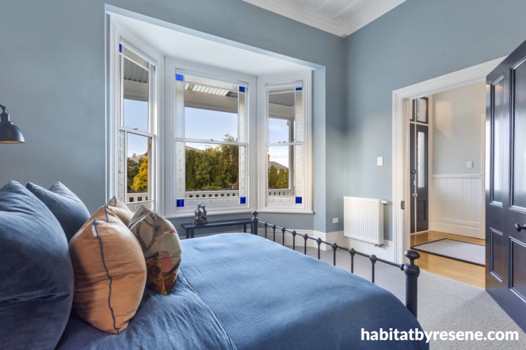 master bedroom, moody, blue