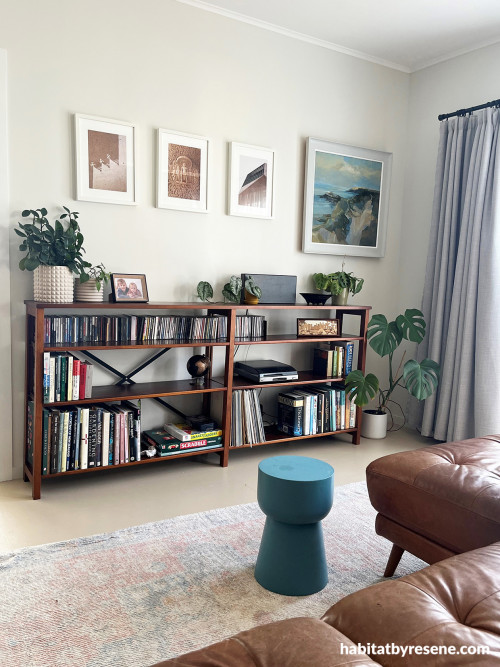Living room with white walls