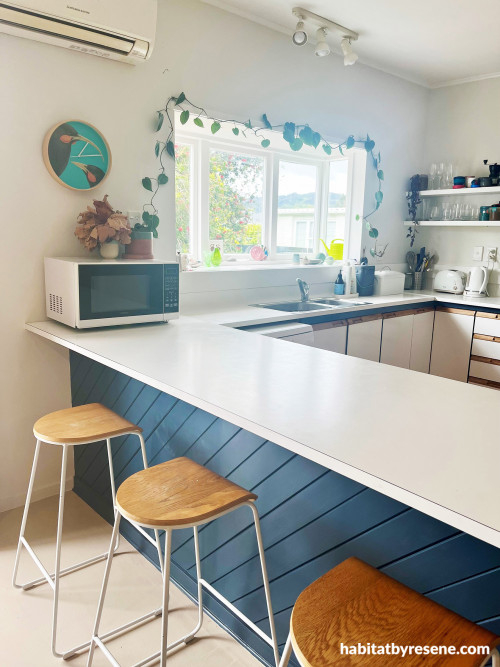 Blue and white kitchen