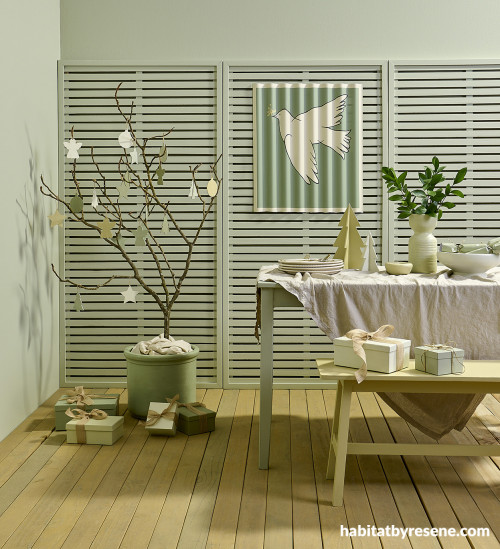 Patio in light green at summertime 