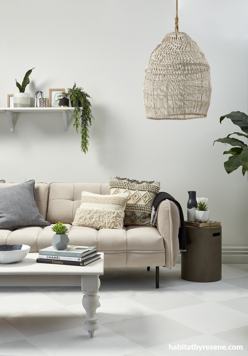 checkers, living room, neutrals