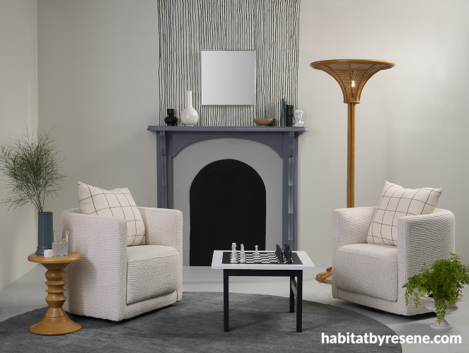 lounge, chess board table