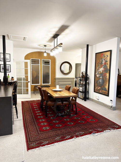 The neutral shade of the walls in Resene Black White allows for Neil’s bold and brilliant décor to take centre stage.