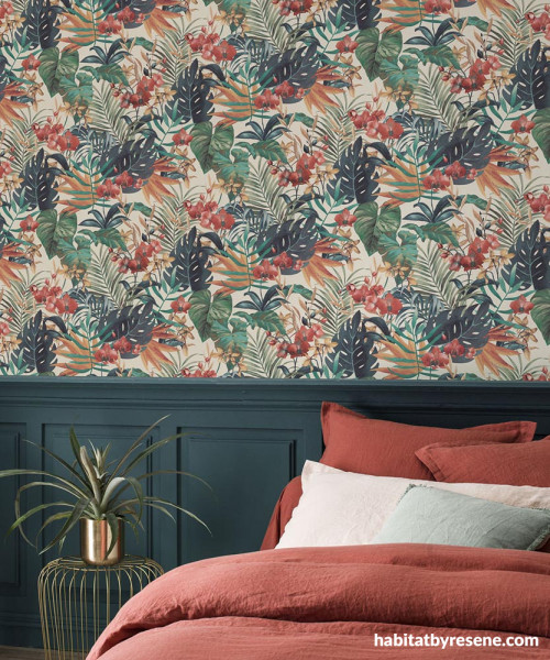 flower wallpaper, bedroom