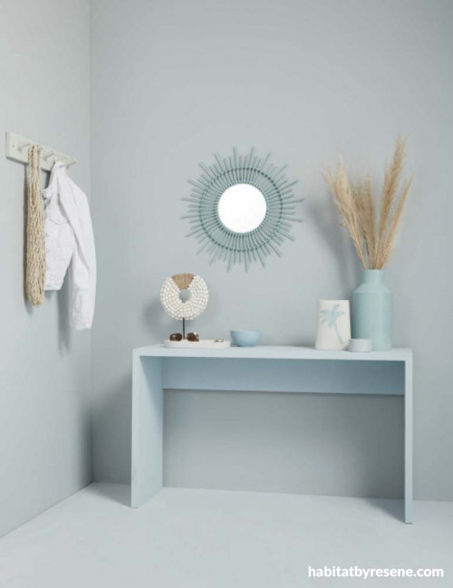 duck egg blue, hallway