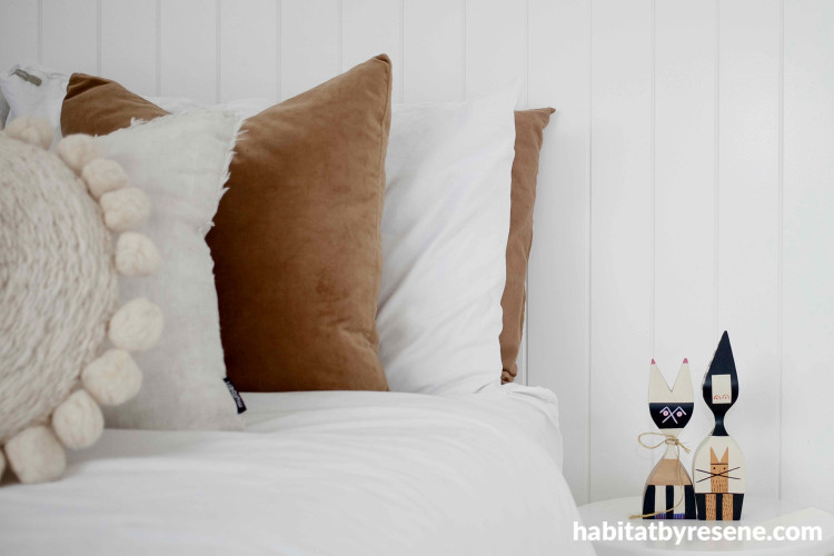 The clean white of Resene Black White allows accessories and colours to shine through in décor – a great choice for when you want to regularly change your accessories.