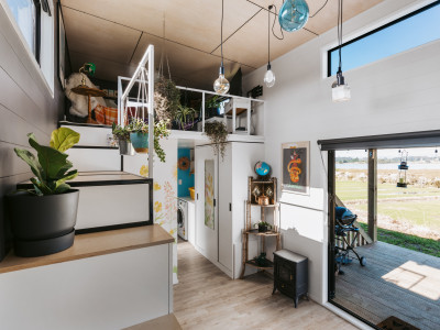 The winner of Tiny House of the Year is dark and delightful in Resene Half Nocturnal The winner of Tiny House of the Year is dark and delightful in Resene Half Nocturnal