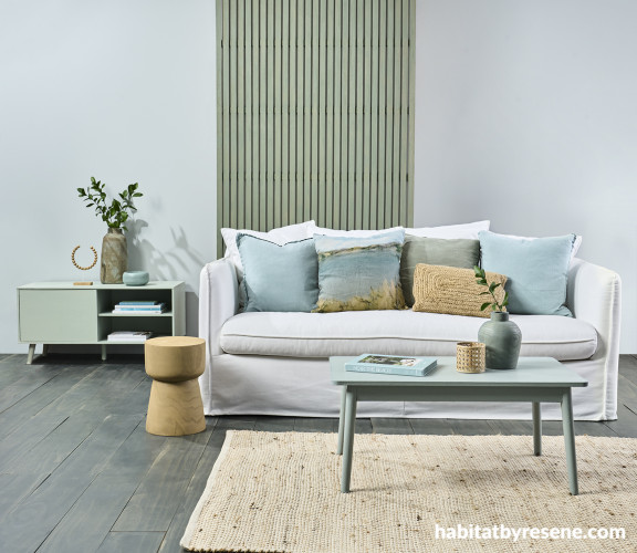 Resene blue and green living room