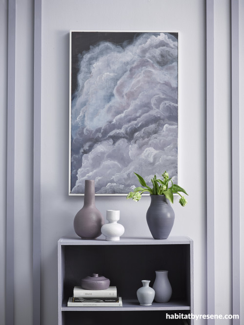 mauve, purple, dresser