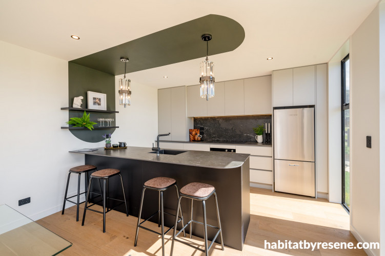 A creative use of colour works to separate the kitchen from the open plan space making it a distinct and special room on its own.