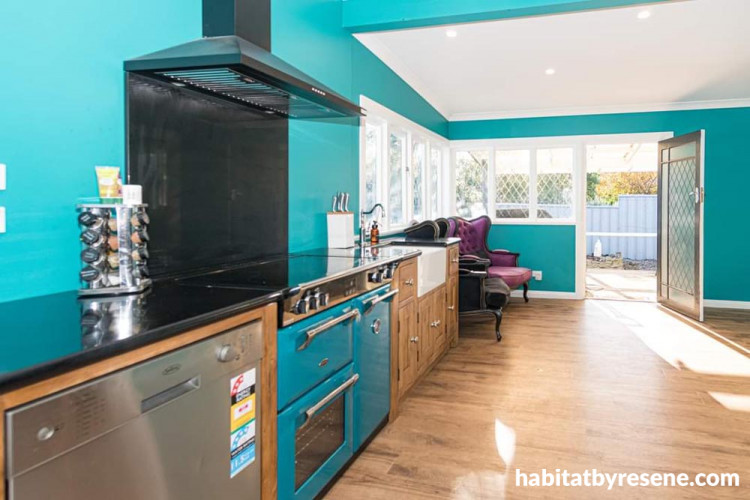 blue, kitchen, bright