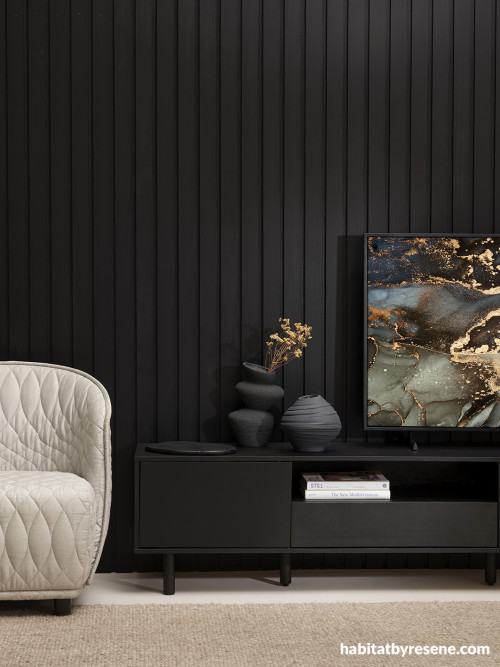 Black media living room