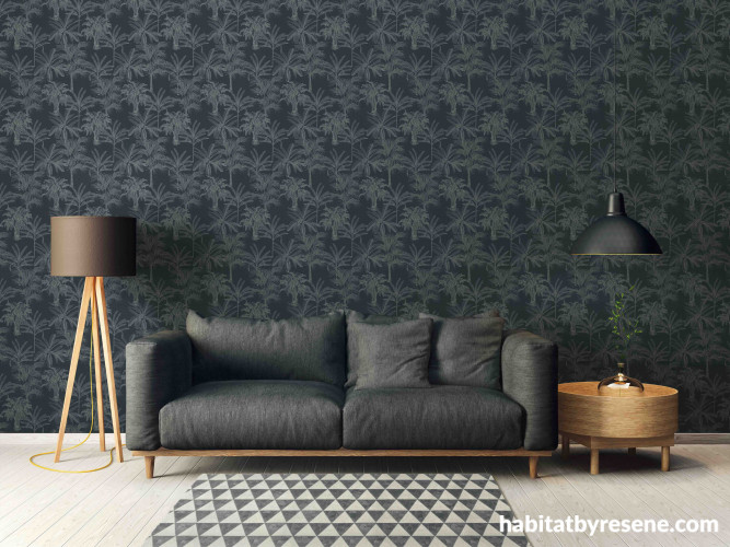 Bold and beautiful, Resene Wallpaper Collection 379832_5 creates a cosy yet modern space to unwind in this living room.