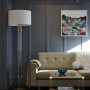 Mid-century meets Hollywood glam in this living space.