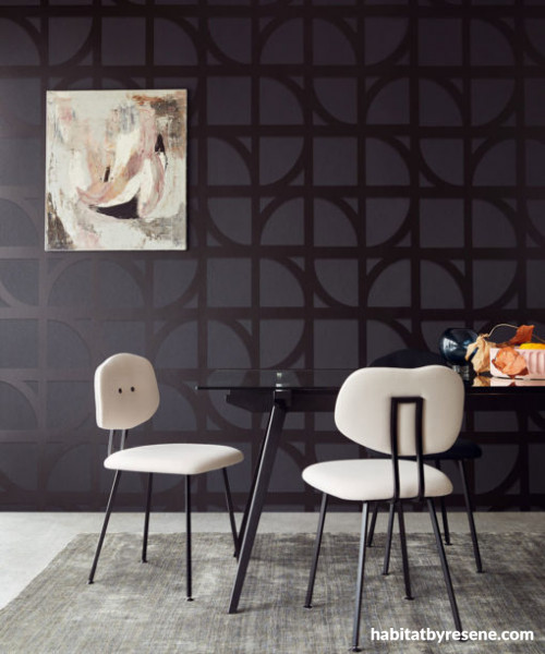 dining room, sleek, monochrome