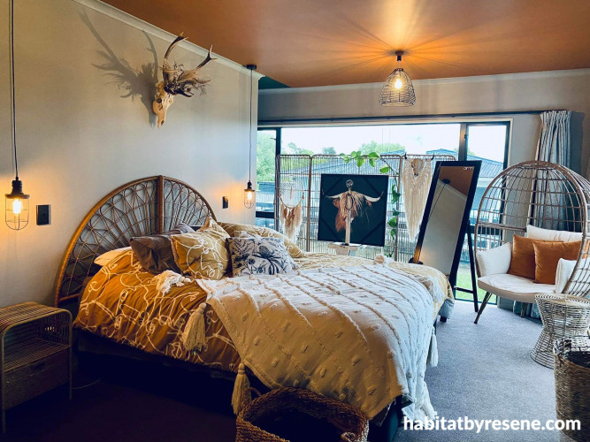 master bedroom, rattan