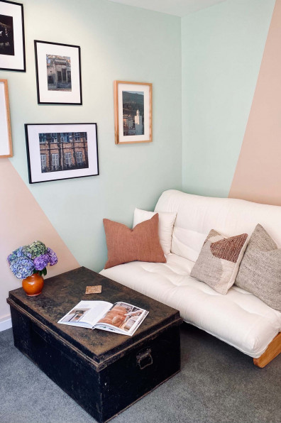 New mum of twins completes ambitious renovation with pops of dusty coral, gold and ocean blue