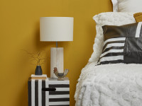 Stripe up your life with this DIY bedside table