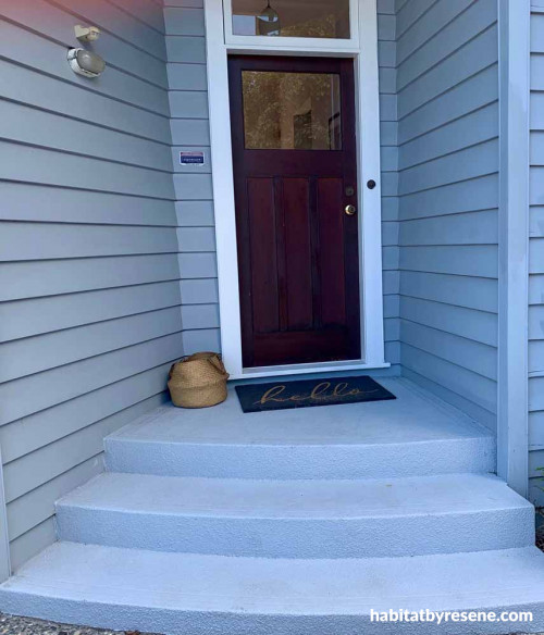front porch, blue grey, front entrance