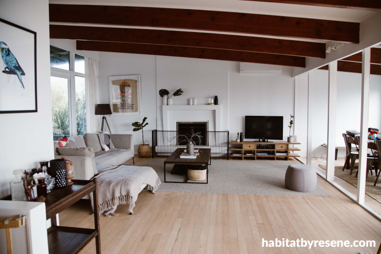 A mid-century marvel, this open living and dining space with modern touches is charming and elegant.