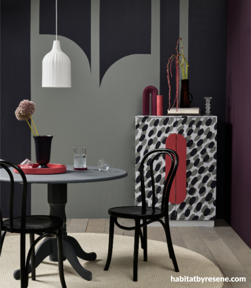 dining, dark, purple, spots
