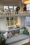 A Hamptons themed tiny home designed by lady tradies creates affordable luxury