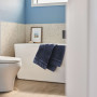 A blue-grey slate with hints of summer sky, Resene Lazy River, was used in this bathroom. 