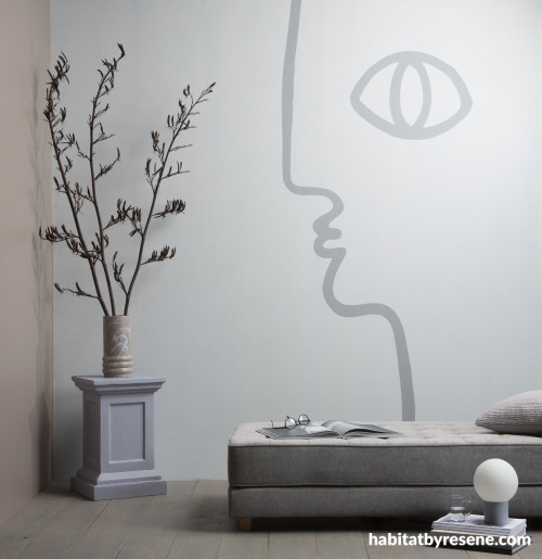 Cool, relaxing space painted in light tones