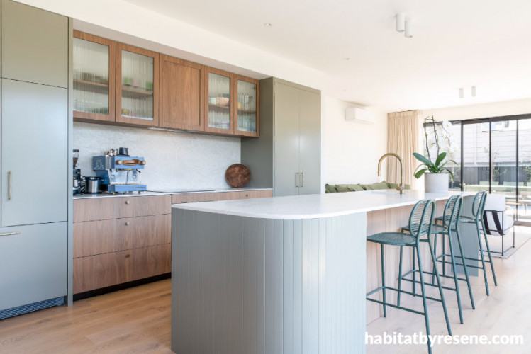Fresh and bright colours in kitchen makes for exciting space