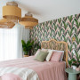 Bedroom, tropical-inspired bedroom, bedroom featuring Resene Wallpaper