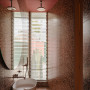 Bathroom with ceiling painted in Resene Red Oxide