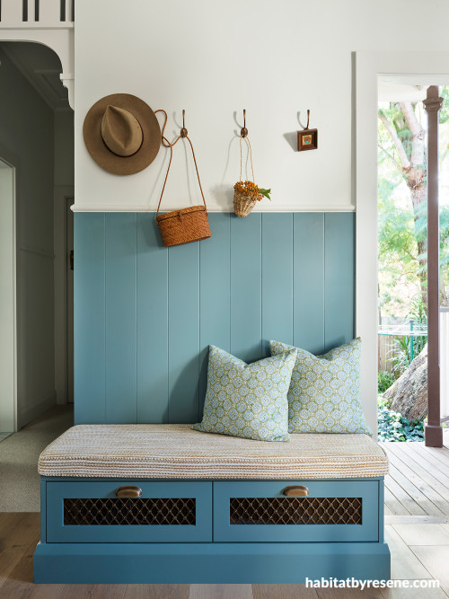 Mudroom featuring Resene Artemis and Resene Merino