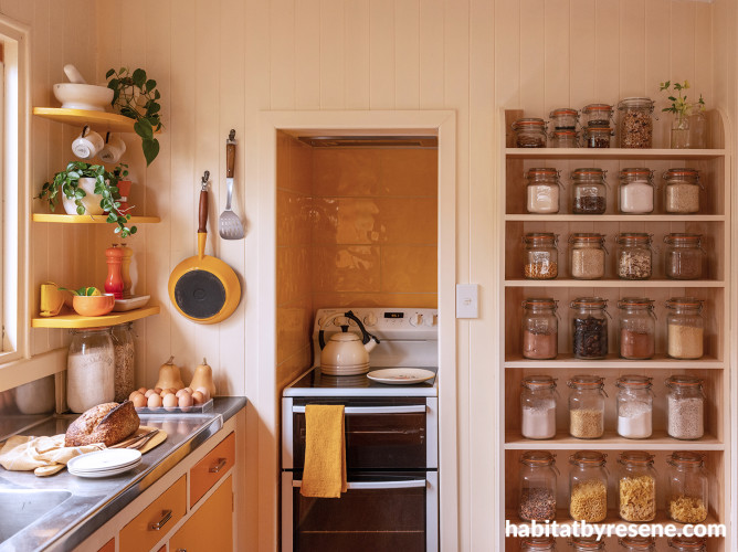 Kitchen featuring walls in Resene Half Buttermilk