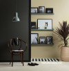 Living area, dramatic living area, living area with black walls, living area with contrasting walls