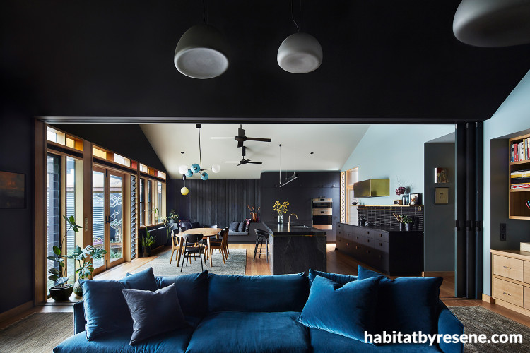 Living and dining area, open plan living and dining area, living and dining area featuring Resene Innocence