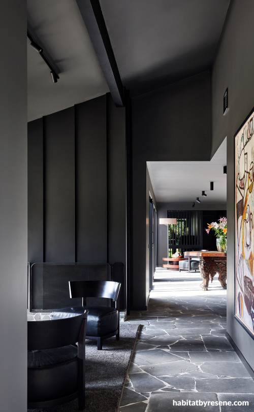 Black and great hallway and living area