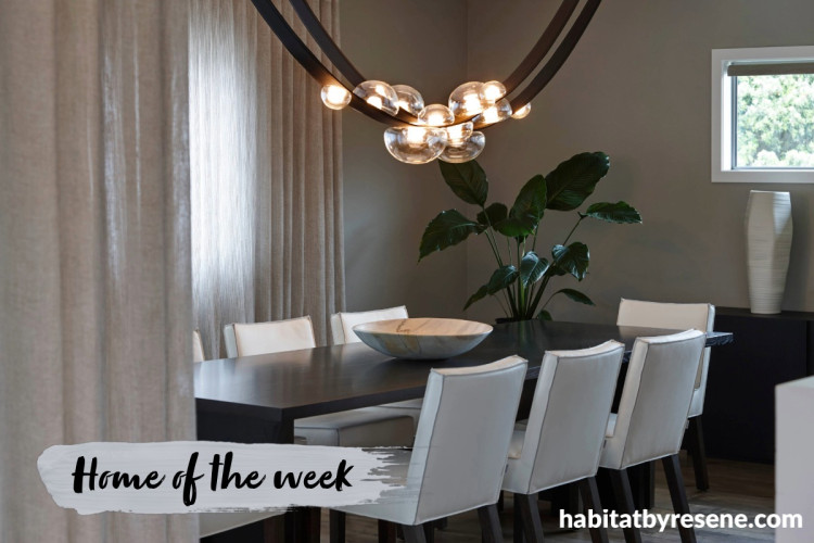 A dining room painted in Resene Half Sea Fog