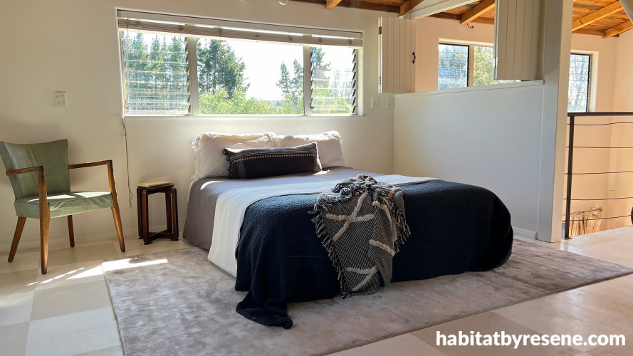 Bedroom, neutral bedroom, bedroom featuring Resene Bianca