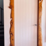 Door, door featuring timber frame and Resene Bianca