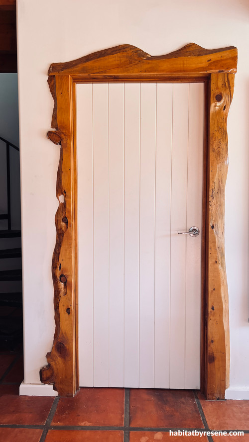 Door, door featuring timber frame and Resene Bianca