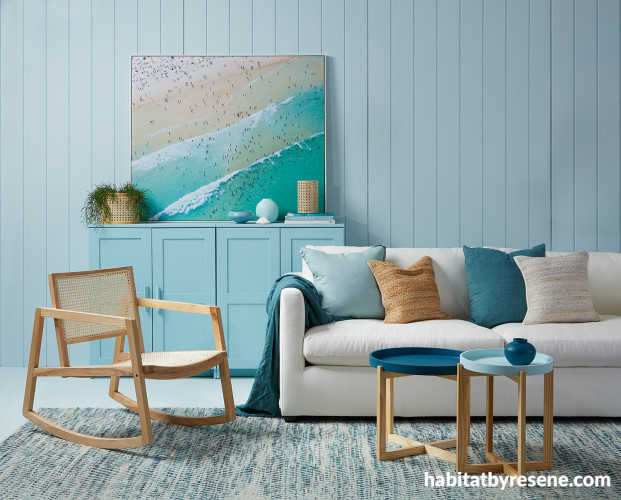 Coastal-inspired living area