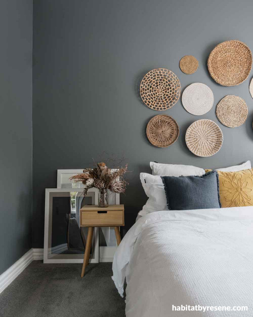 grey bedroom Resene Baltic Sea