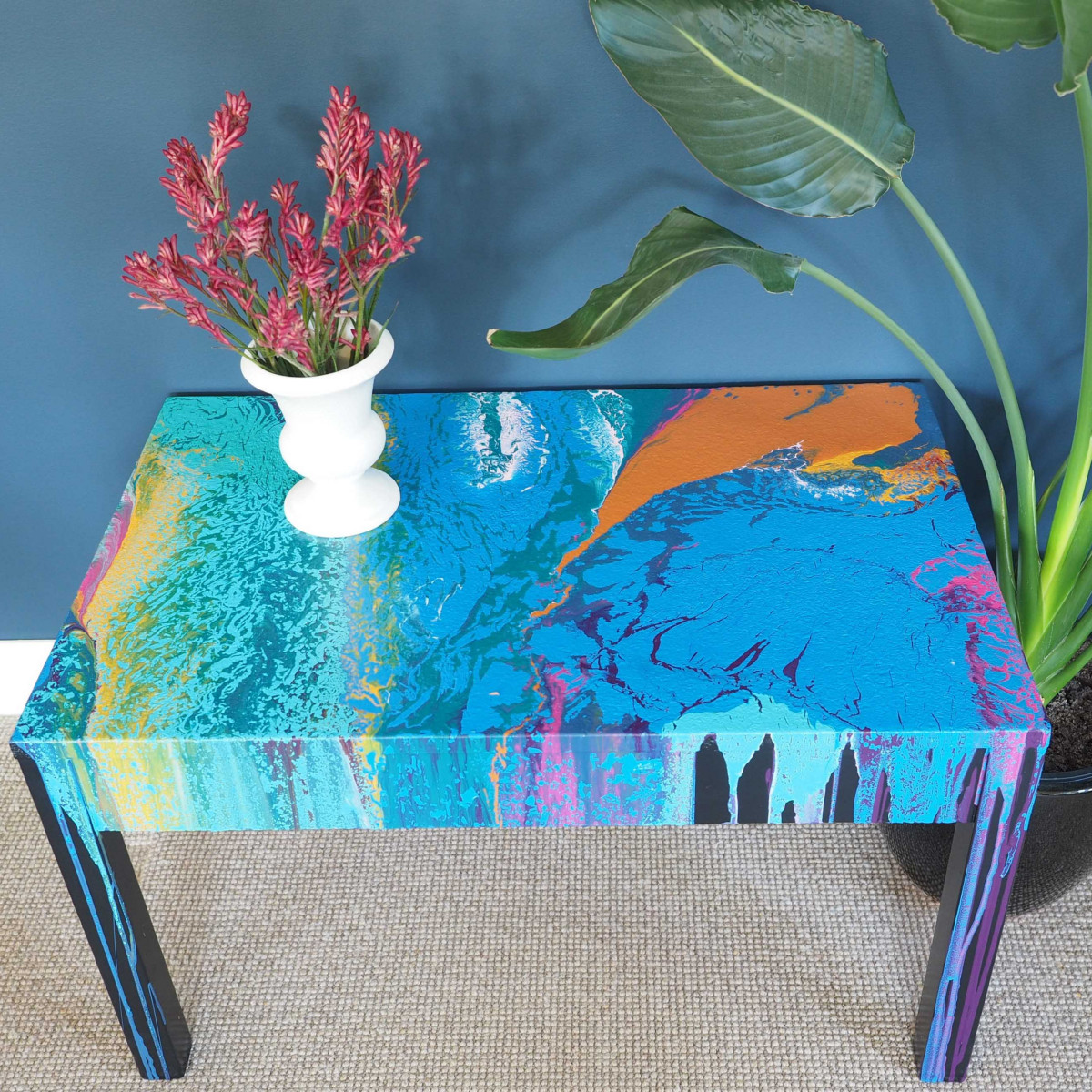 Go with the flow with this easy paint pour coffee table | Habitat by Resene