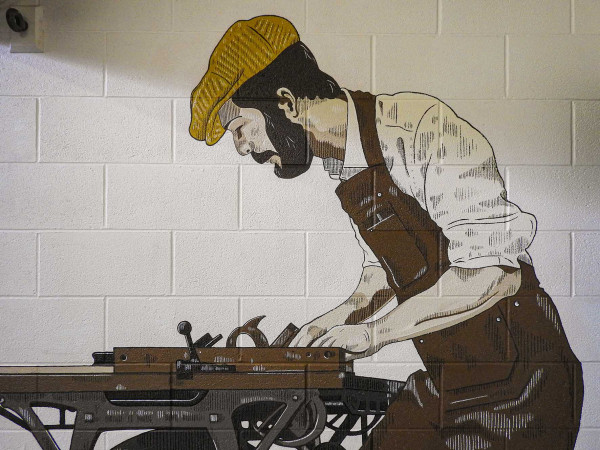 woodworker2 christiewright Faraday centre mural woodworker